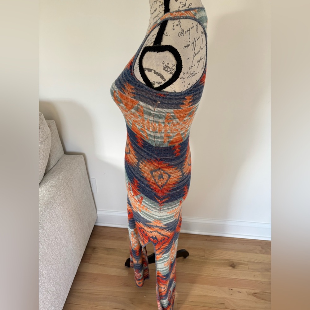 Denim & Supply Ralph Lauren Tribal Print Maxi Dress in Blue, Orange, Red - Picture 6 of 9